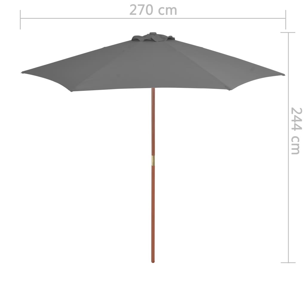 Aurinkovarjo puurunko 270 cm antrasiitti