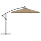 Aurinkovarjo LED-valoilla ja teräspylväällä 300cm ruskeanharmaa