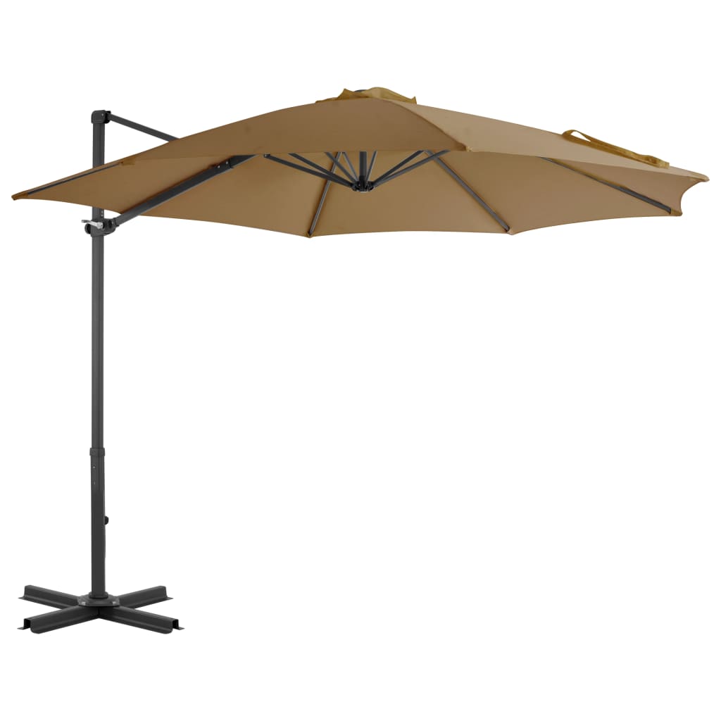 Riippuva aurinkovarjo alumiinipylväällä 300 cm harmaanruskea