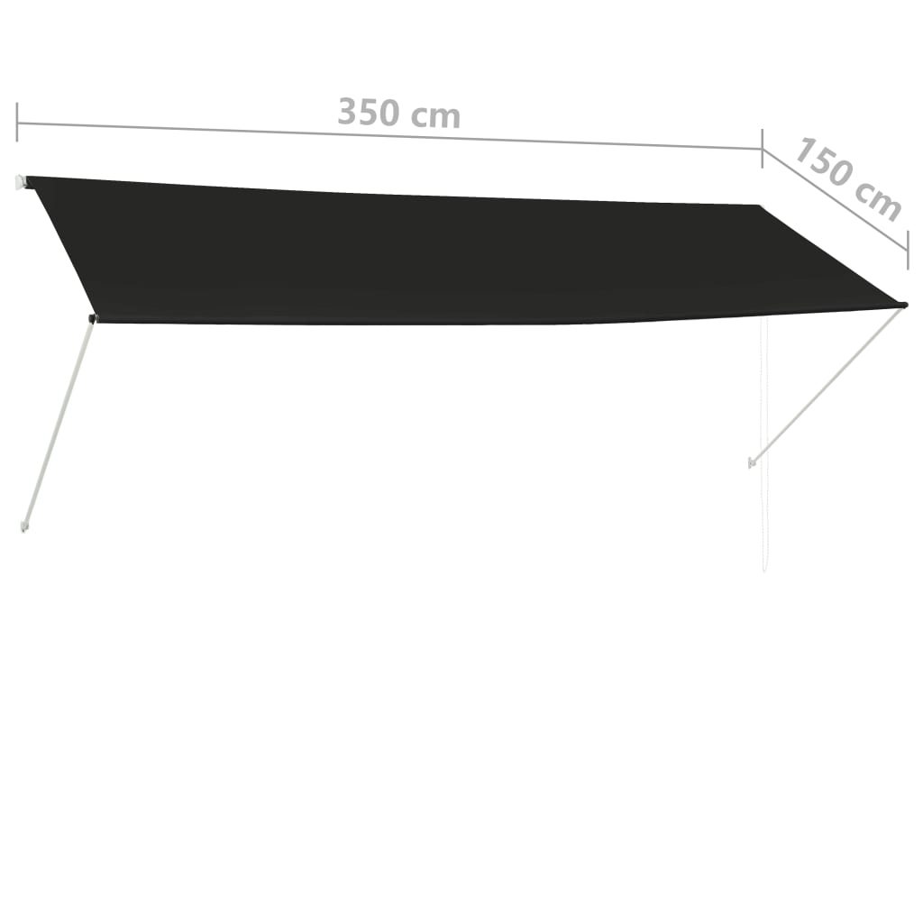 Sisäänkelattava markiisi 350x150 cm antrasiitti