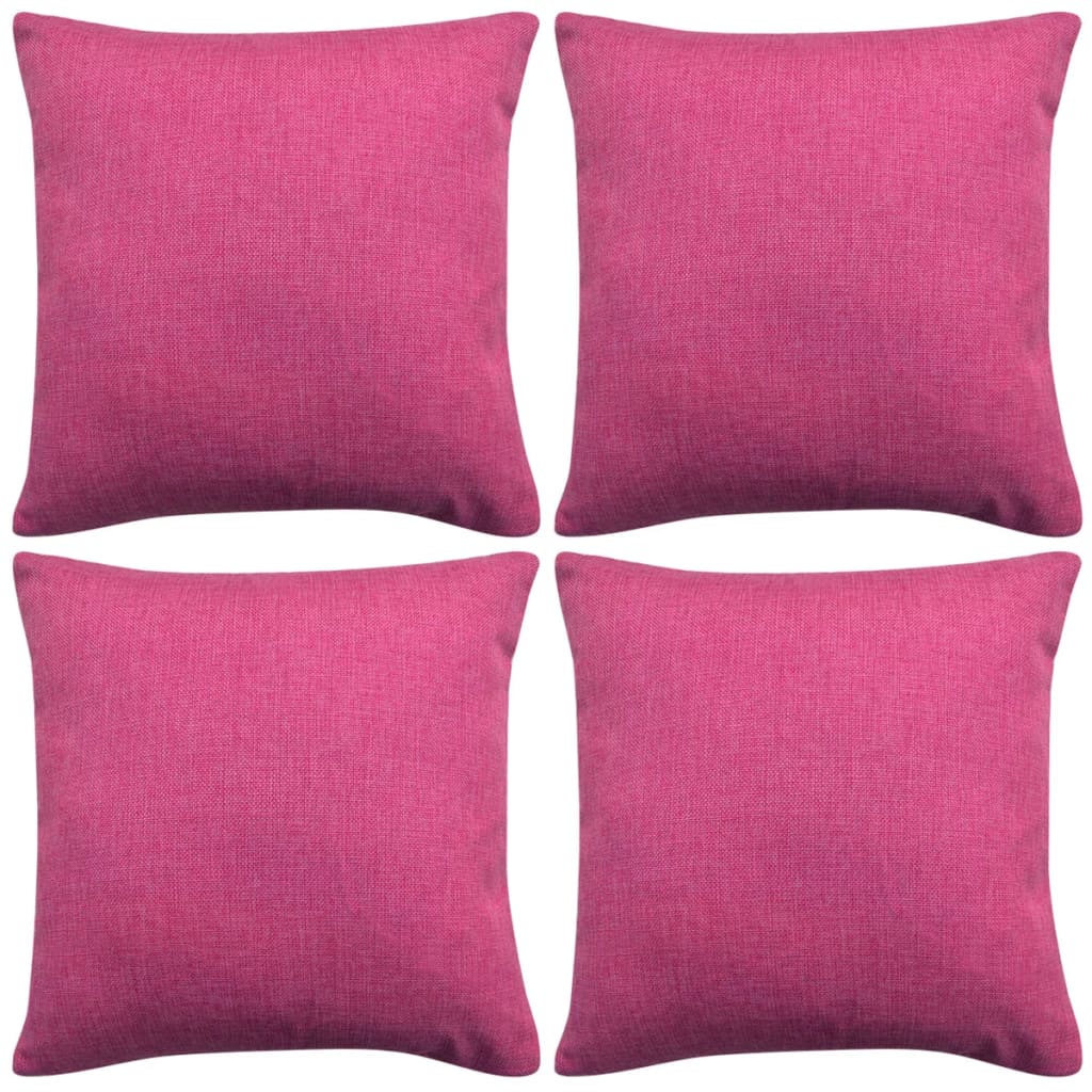 Tyynynpäällinen Pellavatyylinen Pinkki 4kpl 80x80 cm