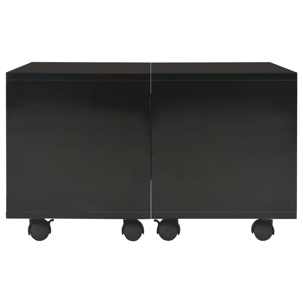 Sohvapöytä korkeakiilto musta 60x60x35 cm lastulevy