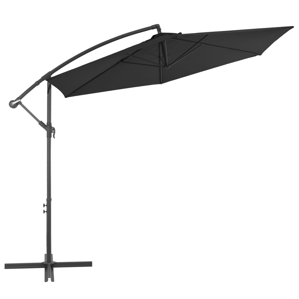 Riippuva aurinkovarjo alumiinipylväällä 300 cm musta