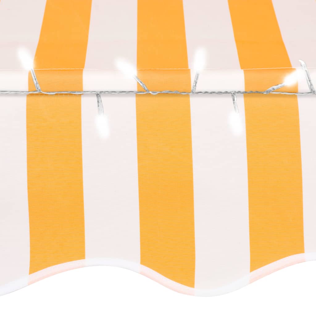 Sisäänkelattava markiisi LED-valoilla 300 cm valkoinen/oranssi