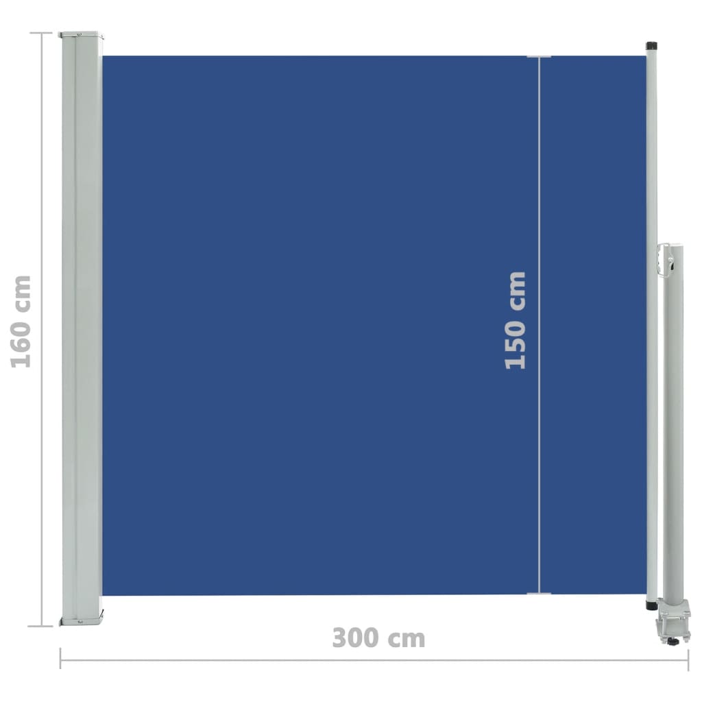 Sisäänvedettävä terassin sivumarkiisi 160x300 cm sininen