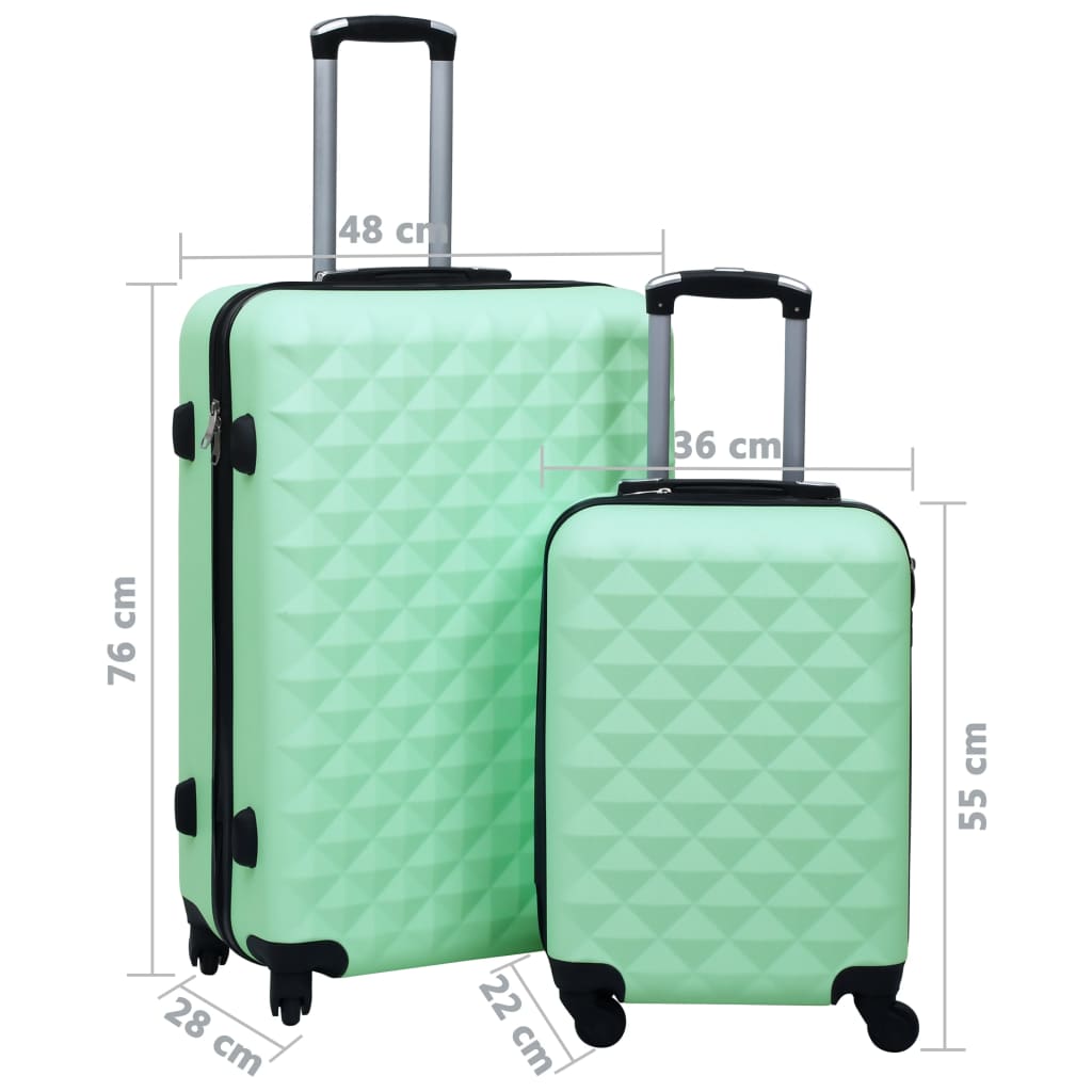 Kovapintainen matkalaukkusetti 2 kpl mintunvihreä ABS