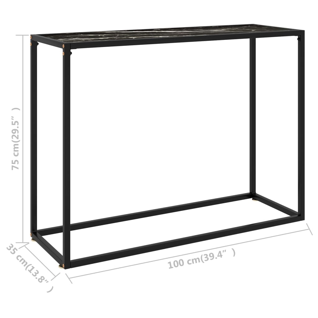 Konsolipöytä musta 100x35x75 cm karkaistu lasi