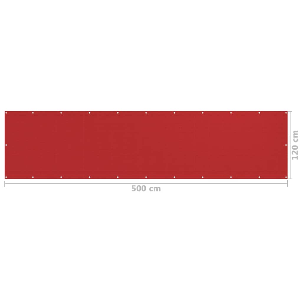 Parvekkeen suoja punainen 120x500 cm HDPE