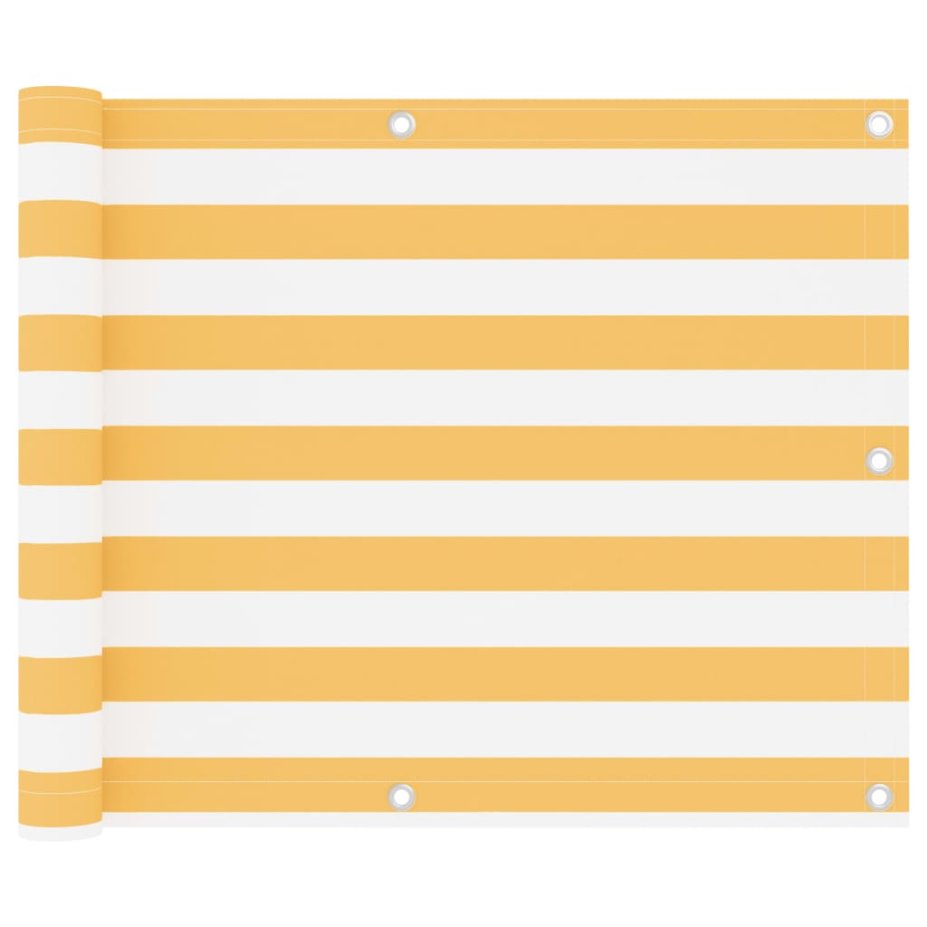 Parvekkeen suoja valkoinen ja keltainen 75x500 cm Oxford kangas