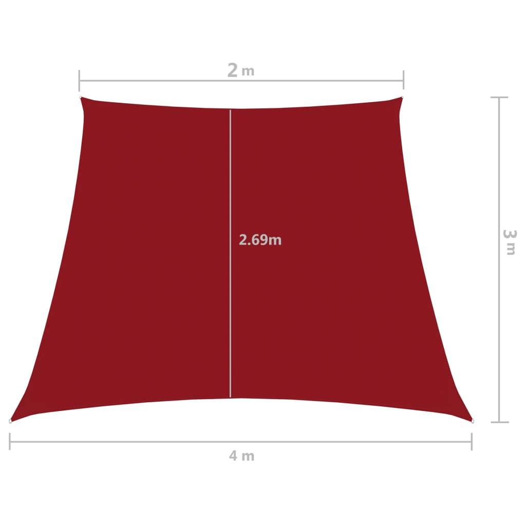 Aurinkopurje Oxford-kangas puolisuunnikas 2/4x3 m punainen