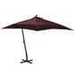 Riippuva päivänvarjo tangolla viininpunainen 3x3 m täysi kuusi