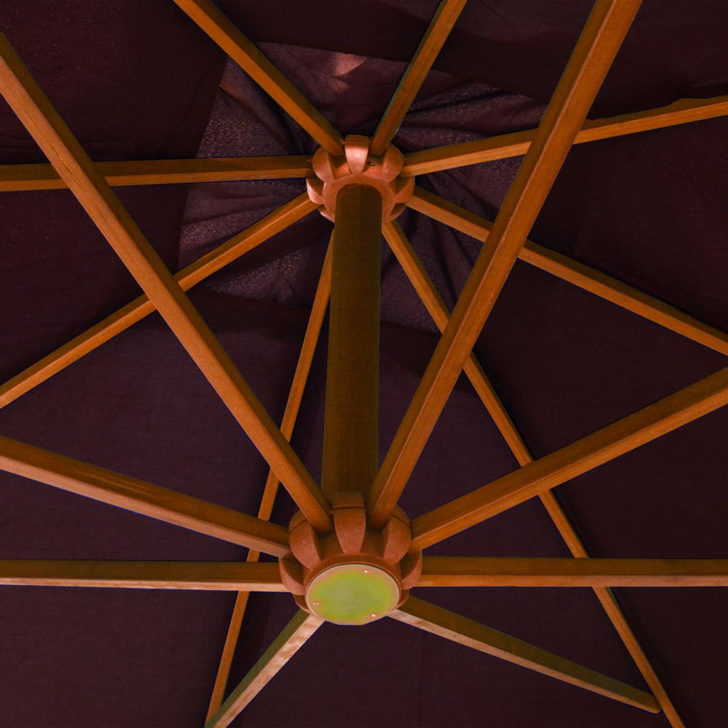 Riippuva päivänvarjo tangolla viininpunainen 3x3 m täysi kuusi