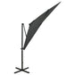 Riippuva aurinkovarjo tangolla ja LED-valoilla antras. 250 cm