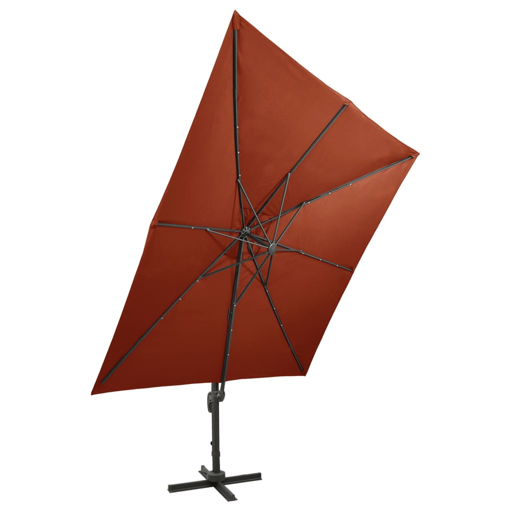 Riippuva aurinkovarjo tangolla ja LED-valoilla terrakotta 300cm