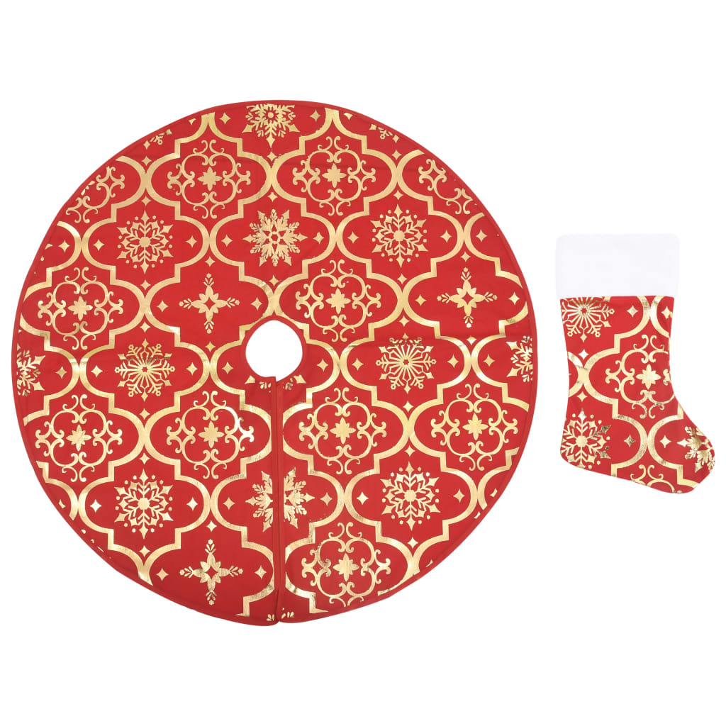 Ylellinen joulukuusen jalustapeite sukalla punainen 90cm kangas