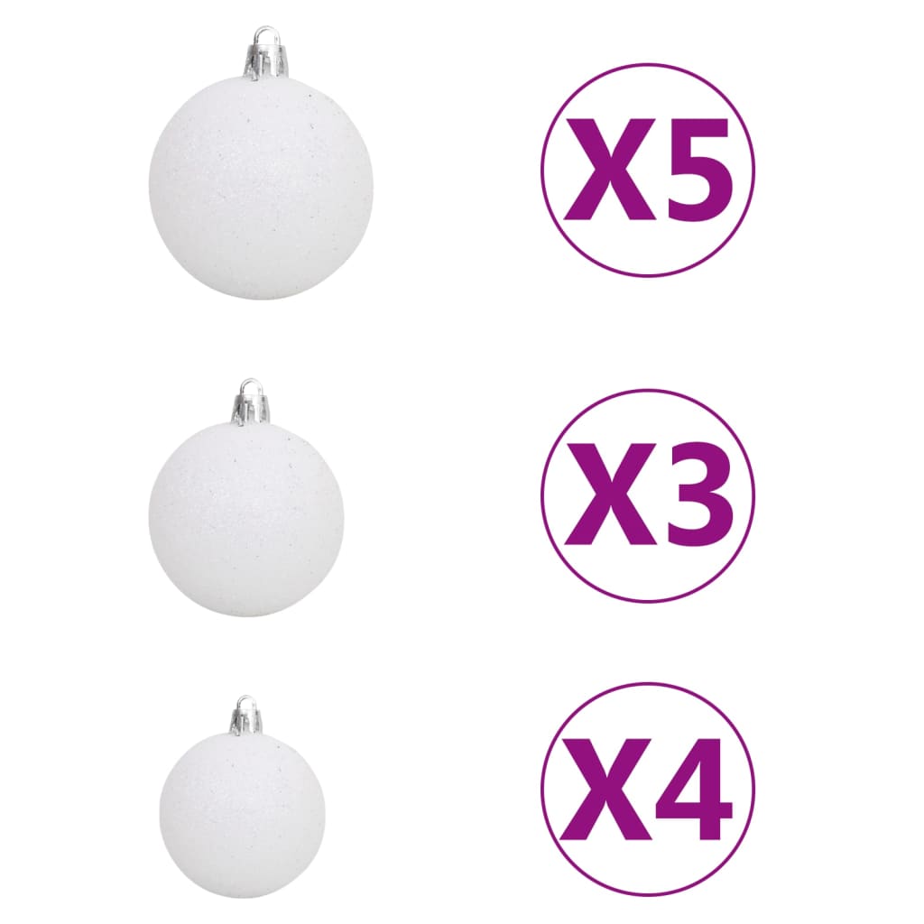 Ohut joulukuusi LED-valoilla ja palloilla hopea 150 cm