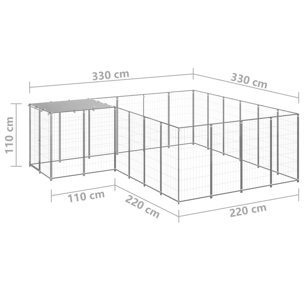 Koiranhäkki hopea 8,47 m² teräs