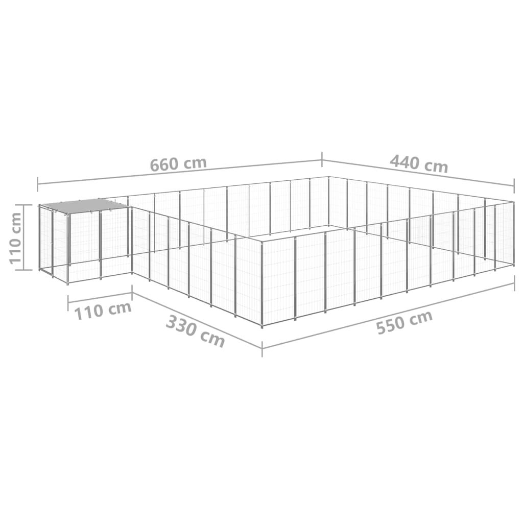 Koiranhäkki hopea 25,41 m² teräs