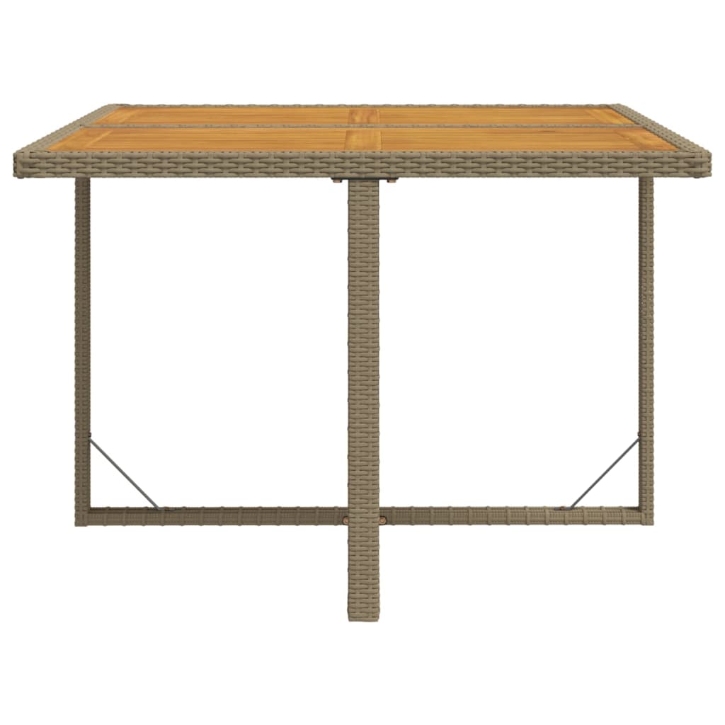 Puutarhapöytä beige 109x107x74 cm polyrottinki ja täyspuu