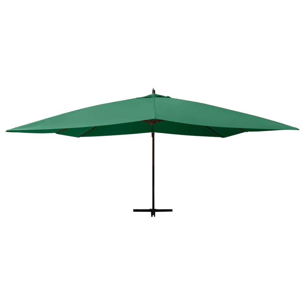Riippuva aurinkovarjo puupylväällä 400x300 cm vihreä