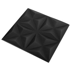 3D-seinäpaneelit 24 kpl 50x50 cm musta origami 6 m²