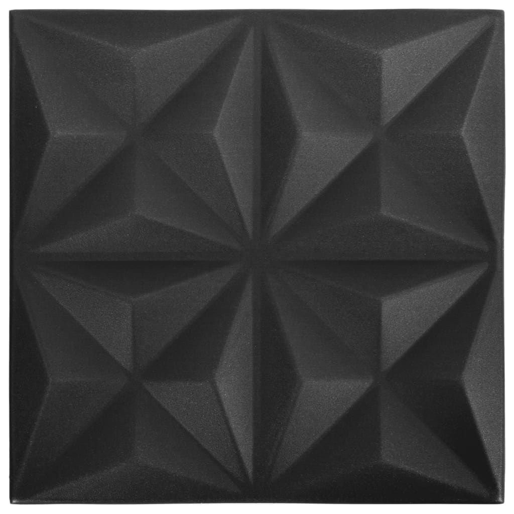3D-seinäpaneelit 24 kpl 50x50 cm musta origami 6 m²