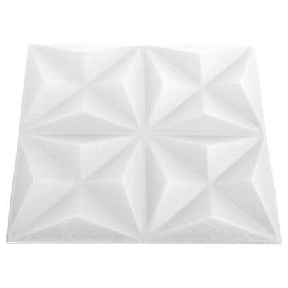 3D-seinäpaneelit 12 kpl 50x50 cm valkoinen origami 3 m²