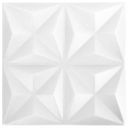 3D-seinäpaneelit 12 kpl 50x50 cm valkoinen origami 3 m²