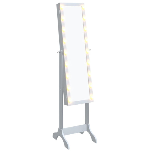 Vapaasti seisova peili LED-valoilla valkoinen 34x37x146 cm