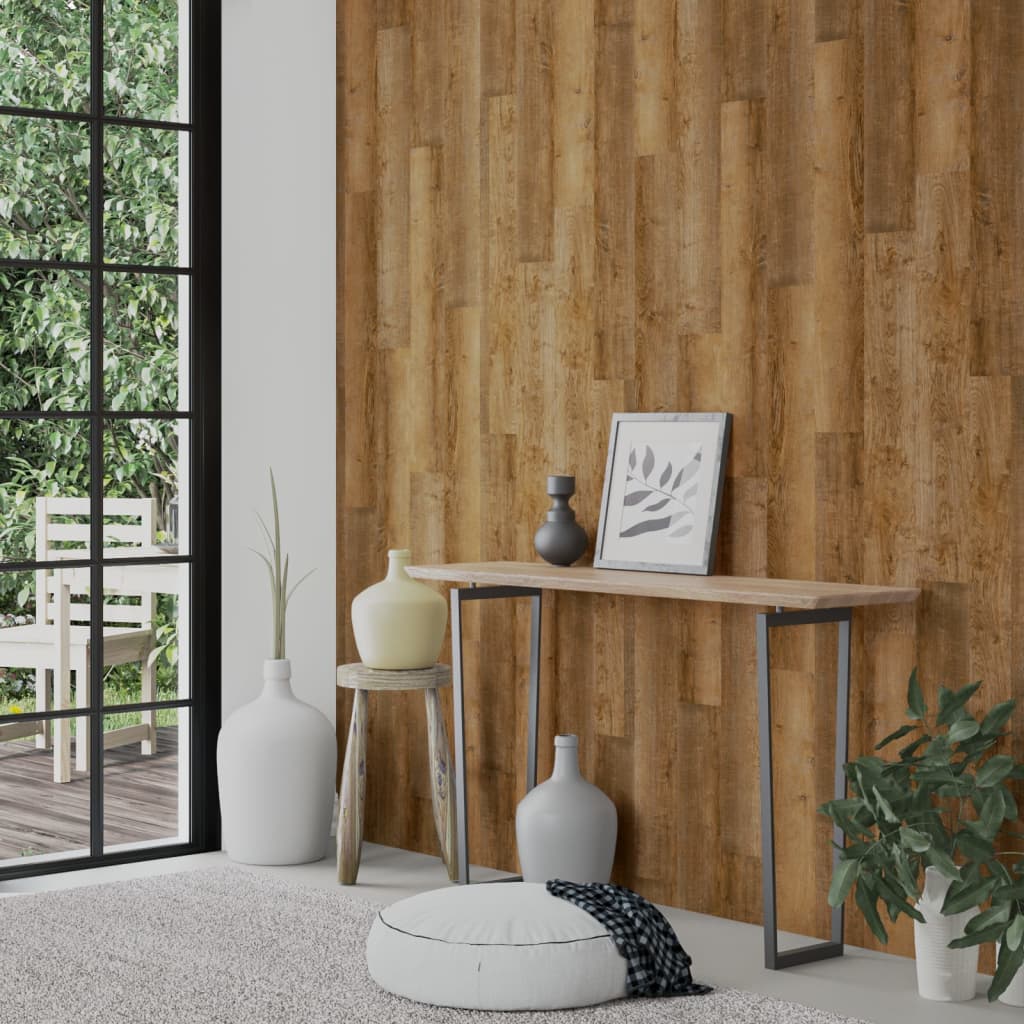 Seinäpaneelit puutyyli ruskea PVC 4,12 m²
